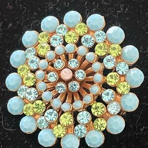 Elegant Gold and Blue Floral Brooch